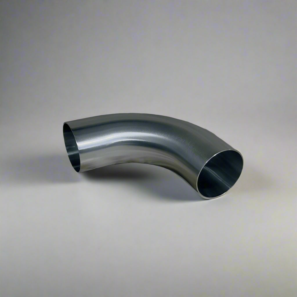 Stainless steel exhaust bends for custom systems, providing durable and precise angles for optimal exhaust flow.